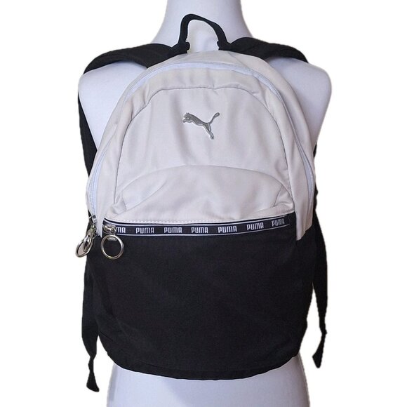 Puma Black & Cream 15 X 10 inch Backpack Book Bag  EUC - Picture 3 of 9